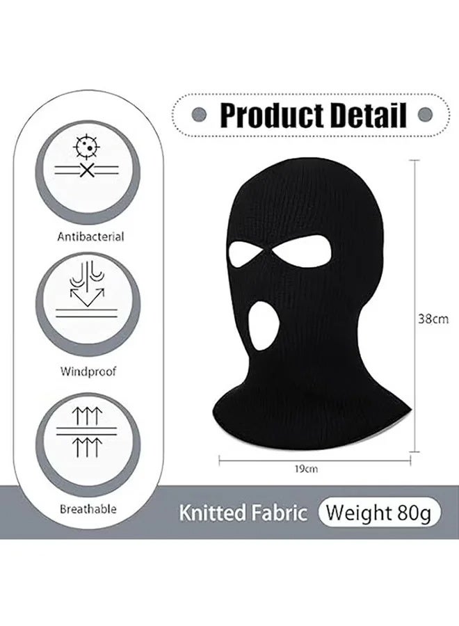 San Yi 3 Hole Balaclava Full Face Mask Unisex Winter Neck Warm Knitted Balaclava Face Cover for Men Women Outdoor Sport Fishing Skiing One Size Fit All (Black) - Image 5